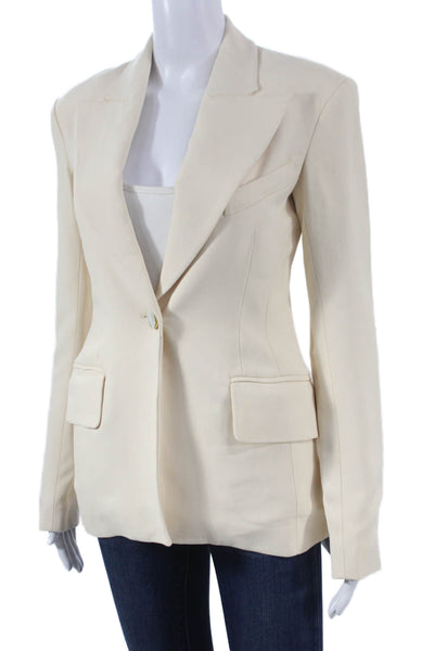 Khaite Womens Ivory Viscose Blazer Button Long Sleeve Size 0