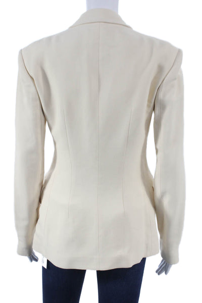 Khaite Womens Ivory Viscose Blazer Button Long Sleeve Size 0