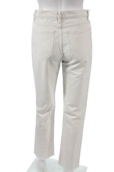 Me + Em Womens Straight Jeans Ivory Cotton Mid Rise Inseam 29 Size 25