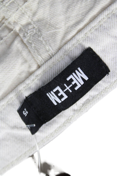 Me + Em Womens Straight Jeans Ivory Cotton Mid Rise Inseam 29 Size 25