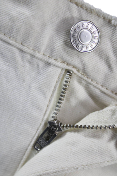 MNG Womens Mom Jeans Ivory High Rise Button 100% Cotton Inseam 29 Size 4