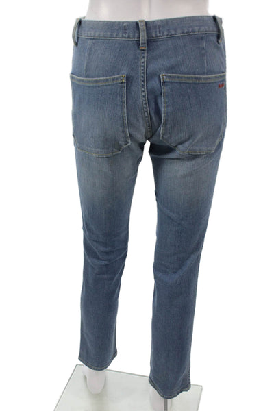 Ba&Sh Womens Ankle Jeans Blue Mid Rise Cotton Blend Button 28 Inseam Size 2