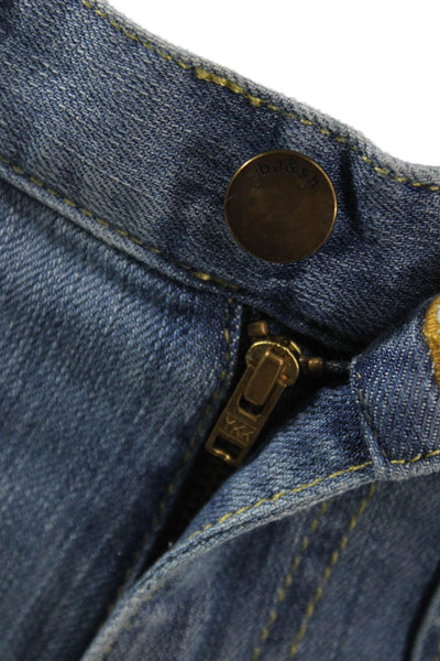 Ba&Sh Womens Ankle Jeans Blue Mid Rise Cotton Blend Button 28 Inseam Size 2