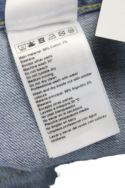 Ba&Sh Womens Ankle Jeans Blue Mid Rise Cotton Blend Button 28 Inseam Size 2