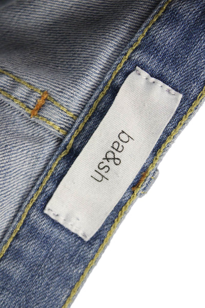Ba&Sh Womens Ankle Jeans Blue Mid Rise Cotton Blend Button 28 Inseam Size 2