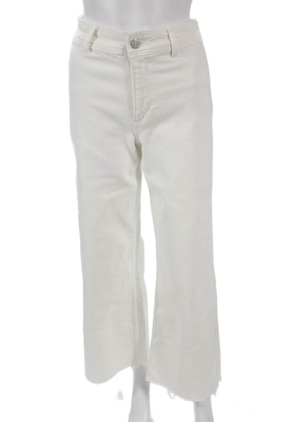 MNG Womens Wide Leg Jeans White High Rise Cotton Size 2