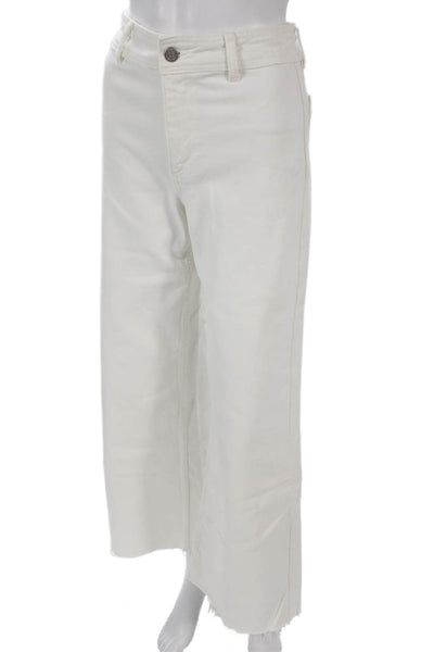 MNG Womens Wide Leg Jeans White High Rise Cotton Size 2