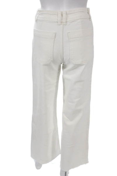 MNG Womens Wide Leg Jeans White High Rise Cotton Size 2