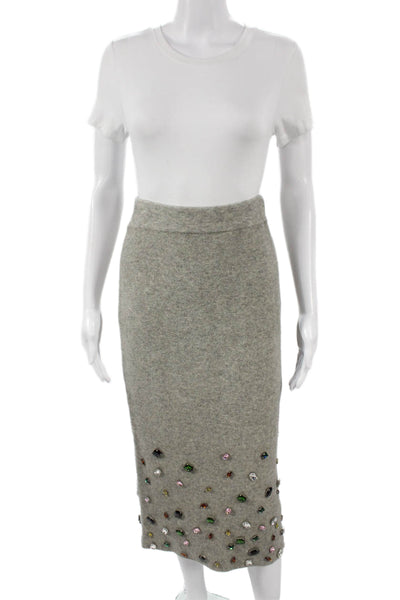 Zara Women Gray Nylon Straight Pencil Midi Skirt Size S