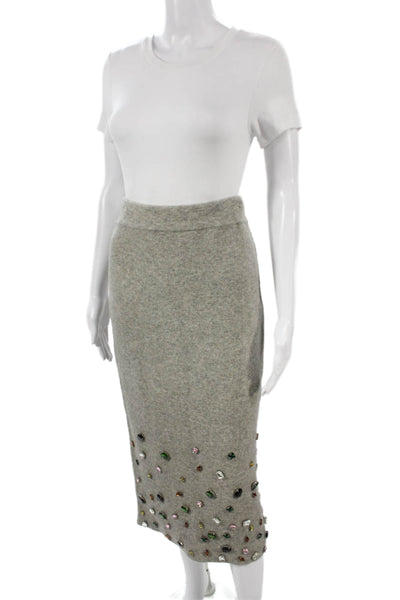 Zara Women Gray Nylon Straight Pencil Midi Skirt Size S