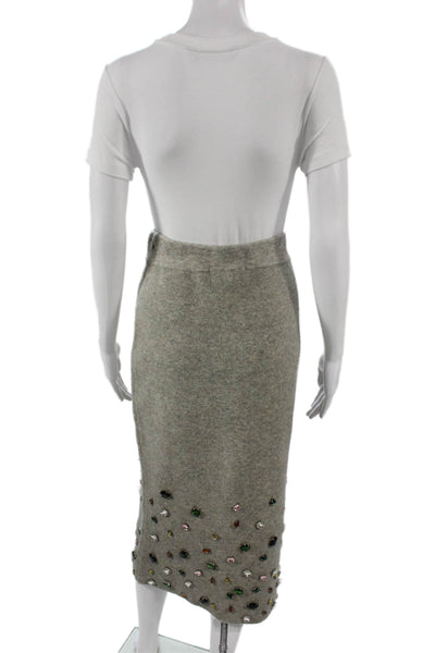 Zara Women Gray Nylon Straight Pencil Midi Skirt Size S