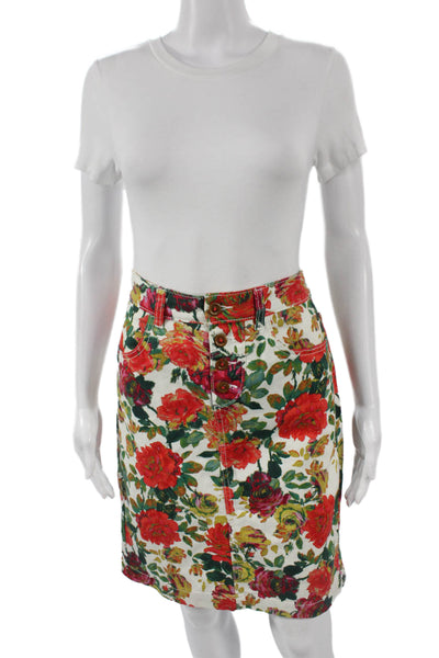 Maeve Anthropologie Womens Straight Pencil Mini Skirt Floral Multicolor Size 2