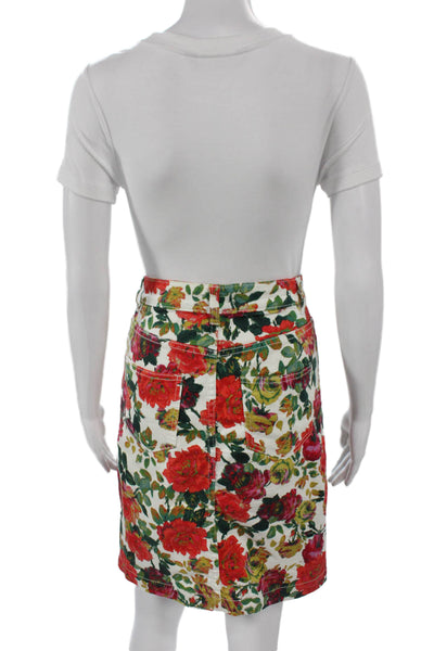 Maeve Anthropologie Womens Straight Pencil Mini Skirt Floral Multicolor Size 2