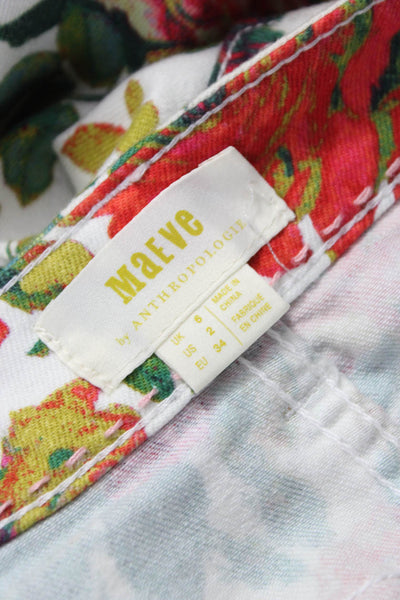Maeve Anthropologie Womens Straight Pencil Mini Skirt Floral Multicolor Size 2