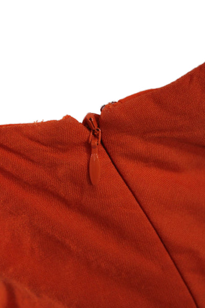 Antonio Melani Womens Sheath One Shoulder Linen Orange Midi Dress Zip Size 8