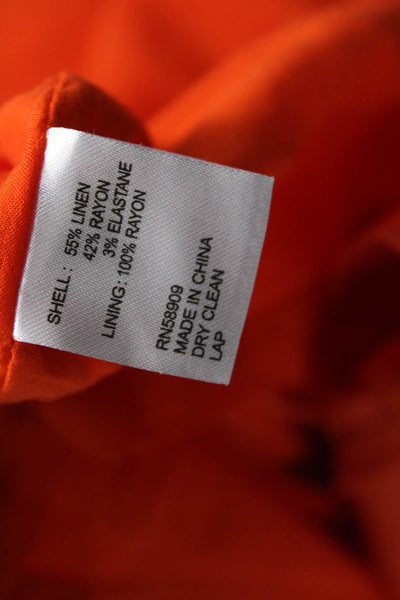 Antonio Melani Womens Sheath One Shoulder Linen Orange Midi Dress Zip Size 8