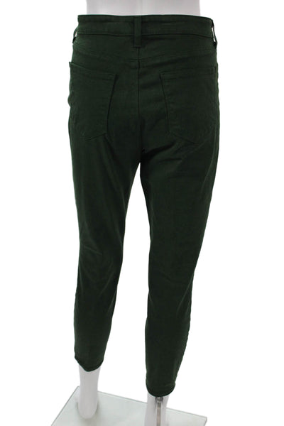L'Agence Women Skinny Jeans Green Cotton Blend High Rise Button Size 31