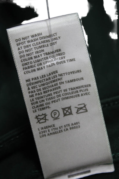 L'Agence Women Skinny Jeans Green Cotton Blend High Rise Button Size 31