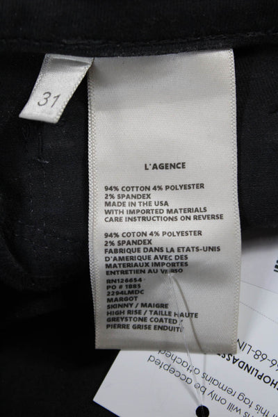 L'Agence Womens Skinny Black Cotton Blend Jeans Button Size 31
