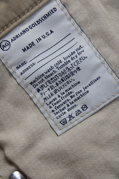 AG Adriano Goldschmied Mens Chino Pants Beige Button 30 Inseam Size 31