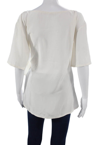 Roberto Cavalli Womens Silk Tunic Boat Neck Short Sleeve White Size 44