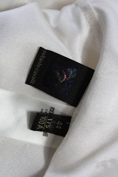 Roberto Cavalli Womens Silk Tunic Boat Neck Short Sleeve White Size 44