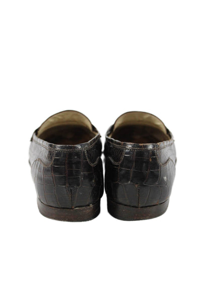 Warren Edwards Mens Lizard Skin Slide On Casual Loafers Brown Size 8.5