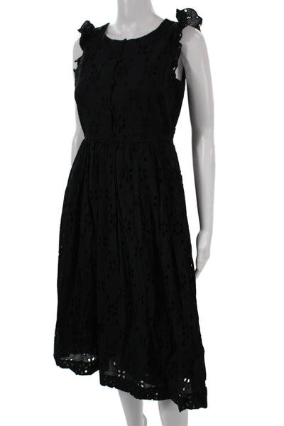 J Crew Womens Fit & Flare Black Cotton Dress Size 6P