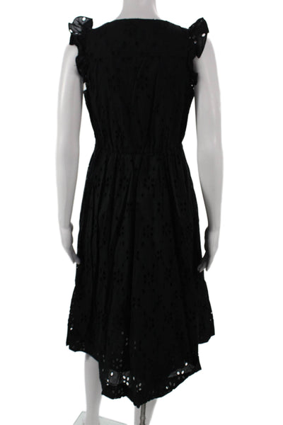J Crew Womens Fit & Flare Black Cotton Dress Size 6P
