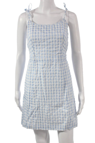 Madewell Womens Sundress Gingham Blue Square Neck Sleeveless Size 2