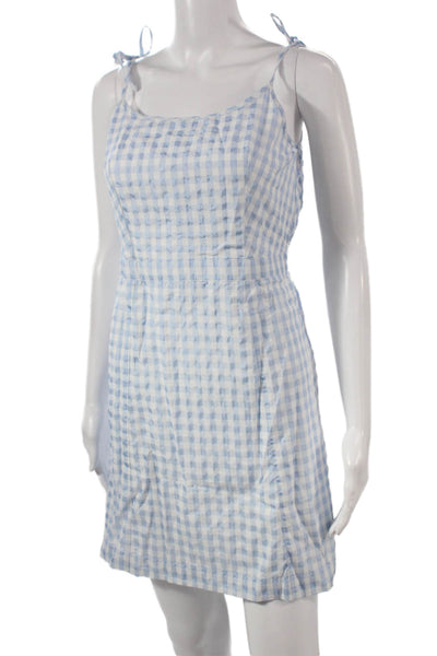 Madewell Womens Sundress Gingham Blue Square Neck Sleeveless Size 2