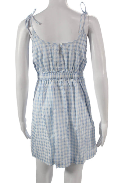 Madewell Womens Sundress Gingham Blue Square Neck Sleeveless Size 2