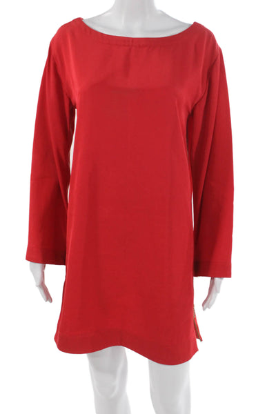 Marc By Marc Jacobs Women Shift Dress Red Long Sleeve Boat Neck Size M