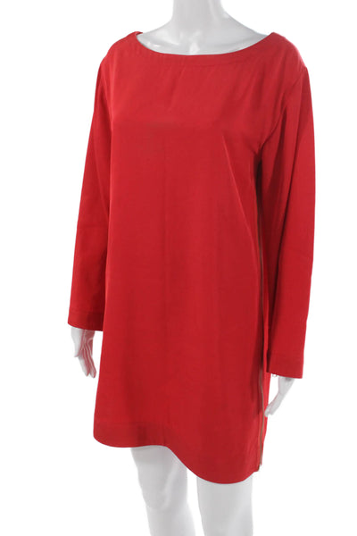 Marc By Marc Jacobs Women Shift Dress Red Long Sleeve Boat Neck Size M