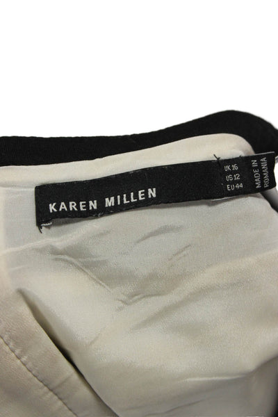 Karen Millen Womens Sheath Dress Black Houndstooth Viscose Short Sleeve Size 12