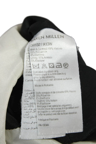 Karen Millen Womens Sheath Dress Black Houndstooth Viscose Short Sleeve Size 12
