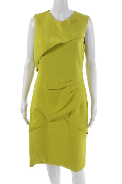 Karen Millen Womens Sheath Dress Green Round Neck Sleeveless Zip Size 10