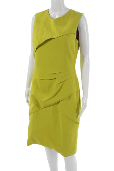 Karen Millen Womens Sheath Dress Green Round Neck Sleeveless Zip Size 10