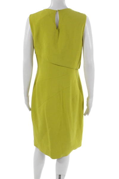 Karen Millen Womens Sheath Dress Green Round Neck Sleeveless Zip Size 10