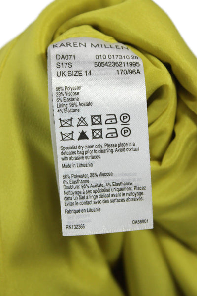 Karen Millen Womens Sheath Dress Green Round Neck Sleeveless Zip Size 10