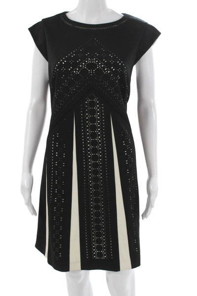 Karen Millen Womens Shift Dress Black Short Sleeve Knee Length Size 12