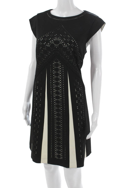 Karen Millen Womens Shift Dress Black Short Sleeve Knee Length Size 12