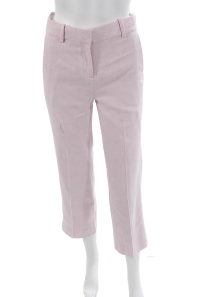 J Crew Womens Cropped Linen Pants Pink Zip Size 00