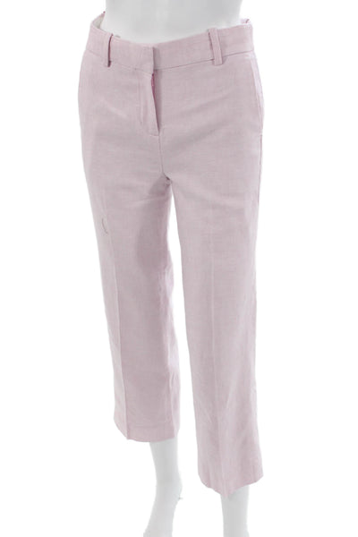 J Crew Womens Cropped Linen Pants Pink Zip Size 00