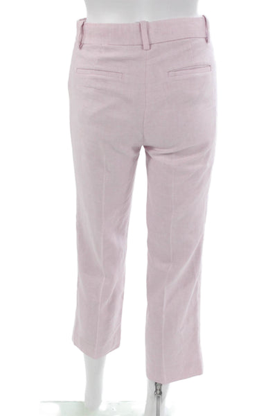J Crew Womens Cropped Linen Pants Pink Zip Size 00