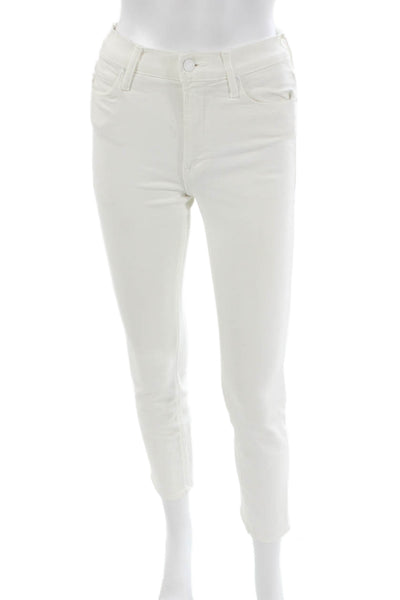 Mother Women Skinny White High Rise Cotton Jeans Button Fly Size 25