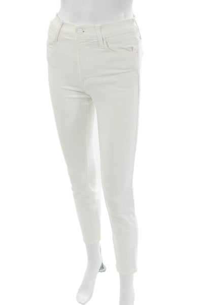 Mother Women Skinny White High Rise Cotton Jeans Button Fly Size 25