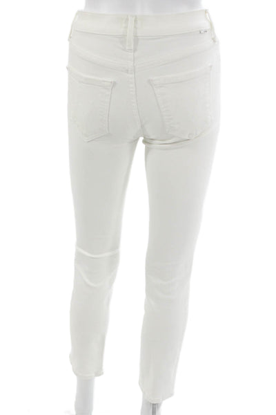 Mother Women Skinny White High Rise Cotton Jeans Button Fly Size 25