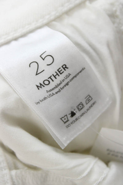 Mother Women Skinny White High Rise Cotton Jeans Button Fly Size 25