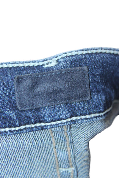 Mother Womens Blue High Rise Skinny Jeans Cotton Blend Button Size 25